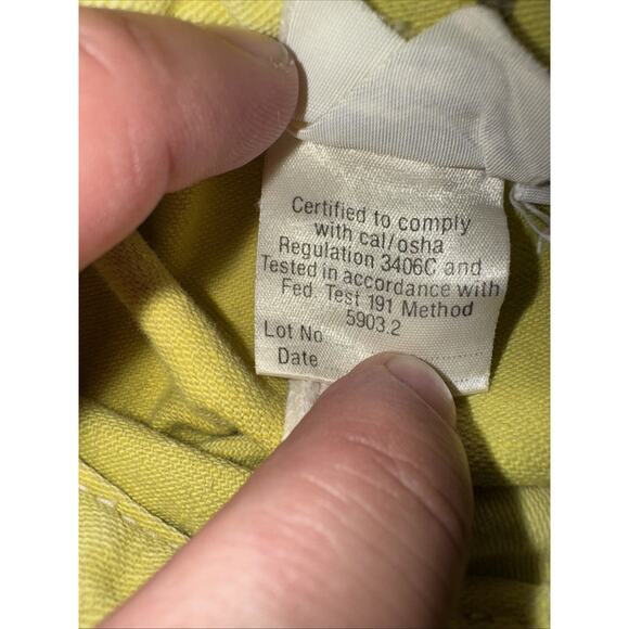 Vintage Yellow Firefighter Chore Jacket USA Made Distressed Workwear Medium - Picture 4 of 6